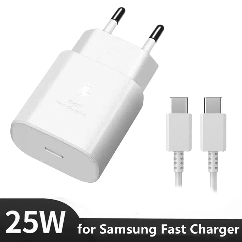 USB-C 25W PD Fast Charger Wall Plug พร้อมสาย USB-C สําหรับ Samsung S25 Plus และ S24 Ultra