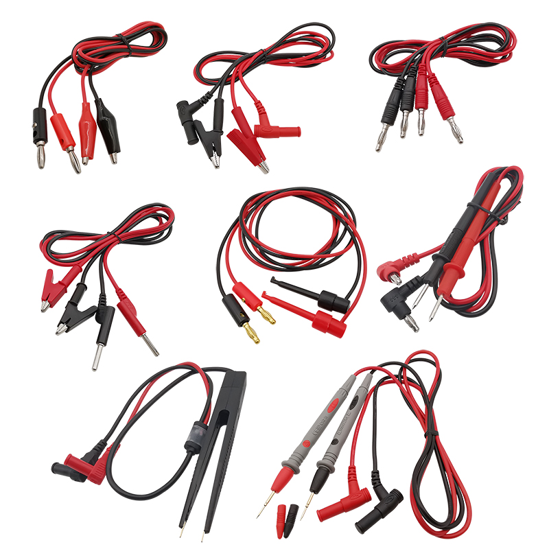 One Piece Universal Multimeter Test Lead, 4 มม.กล้วยปลั๊กคลิปจระเข้/ตะขอทดสอบ/สายเคล็ดลับ