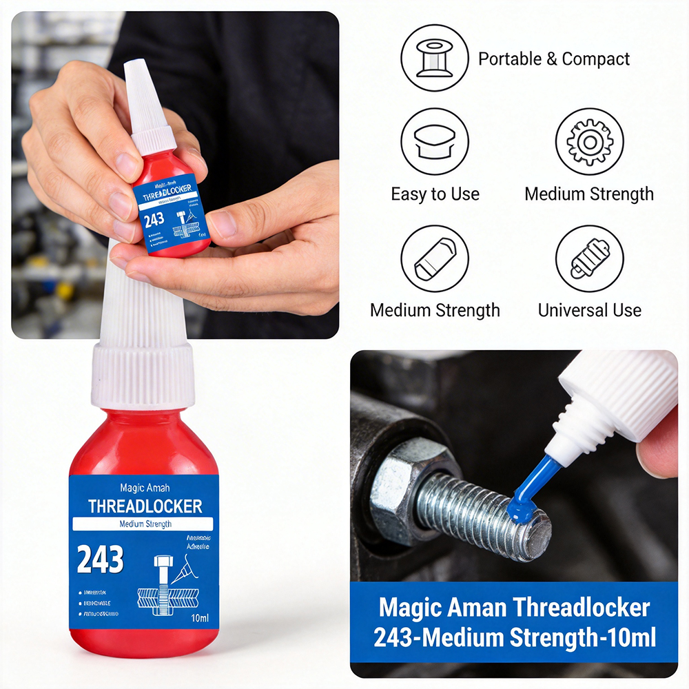 One ชุด 243 Blue Medium Strength Threadlocker กาวซีลสําหรับถั่วและสลักเกลียว