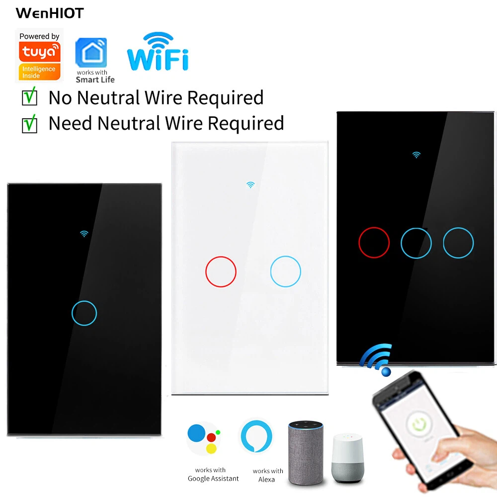 Tuya WiFi Touch Switch RF 433 ไม่ต้องใช้สายเป็นกลาง Smart Life Alexa