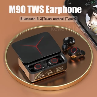 TWS M90 Pro หูฟังบลูทูธ 5.2 ไร้สาย สำหรับเล่นเกม สีดำ พร้อมกล่องชาร์จ 9D สเตอริโอ