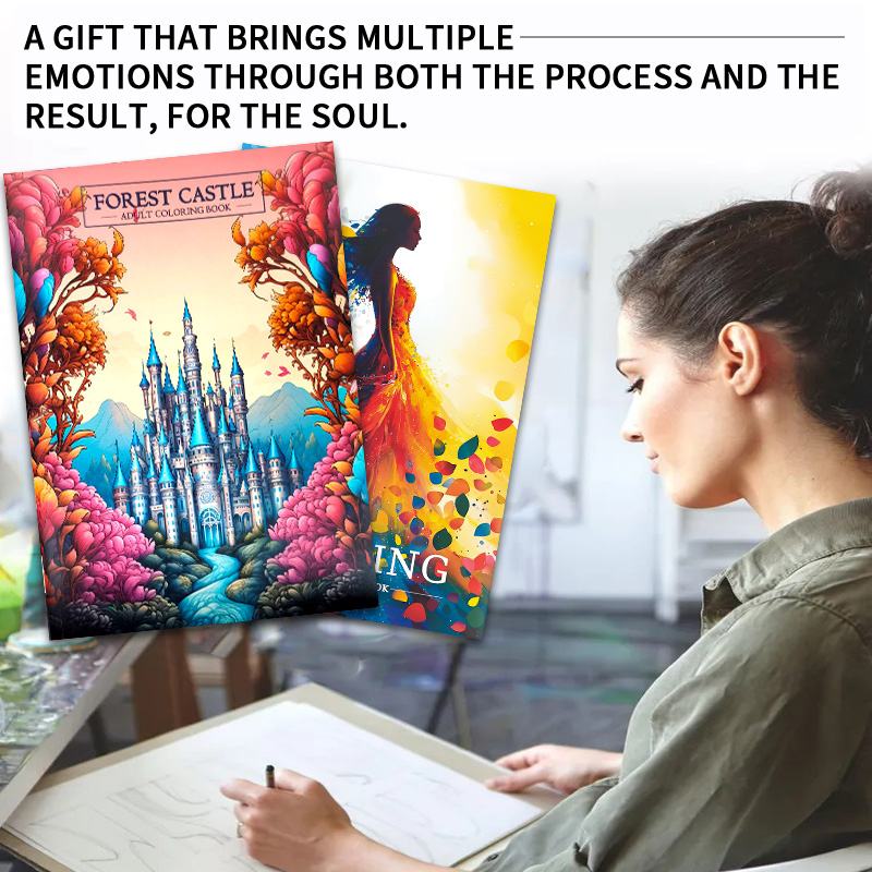 NewStress-Relief Coloring Book , Easy to Coloring Book, Adult Healing Drawing Book , 2-Book Hot sale