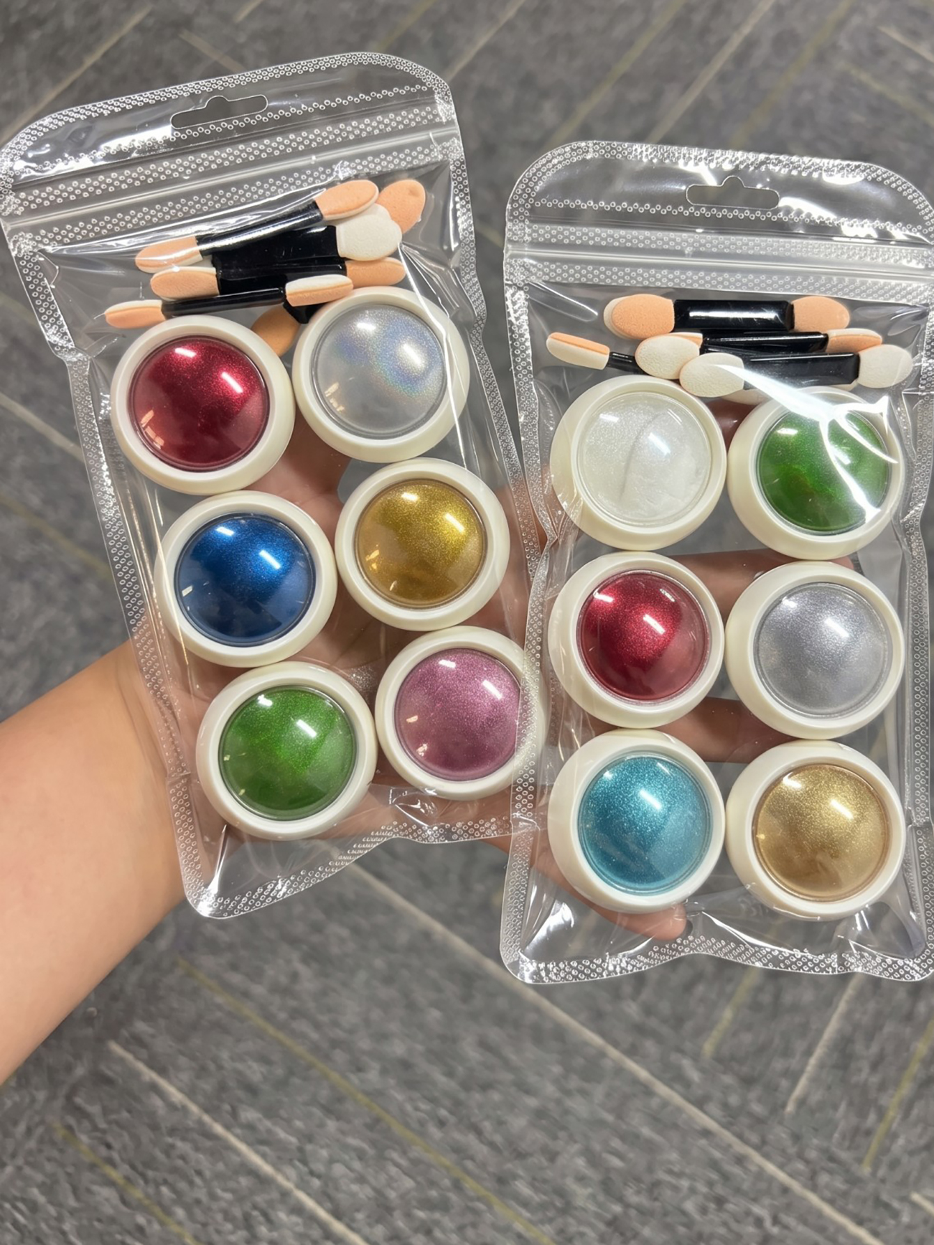 ผงกระจกเล็บ Chrome Aurora 6 สี เกรดซาลอน เม็ดสีคุณภาพสูง