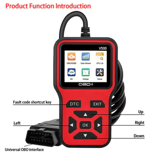 เครื่องอ่านรหัส โวลต์500 Obd2 เครื่องสแกนวินิจฉัยความผิดพลาดของเครื่องยนต์รถยนต์