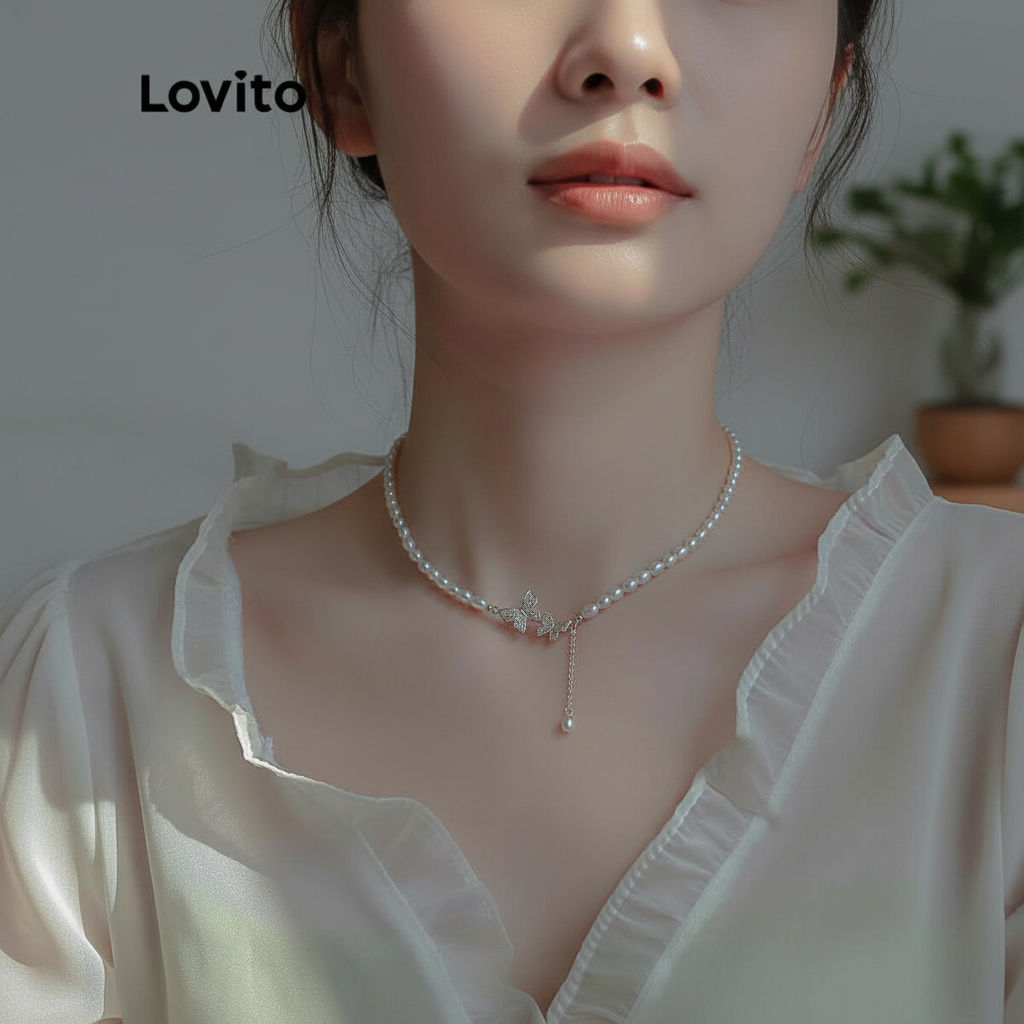 Lovito สร้อยคอไข่มุก ผู้หญิง รุ่น LNA14115 (สีขาว)