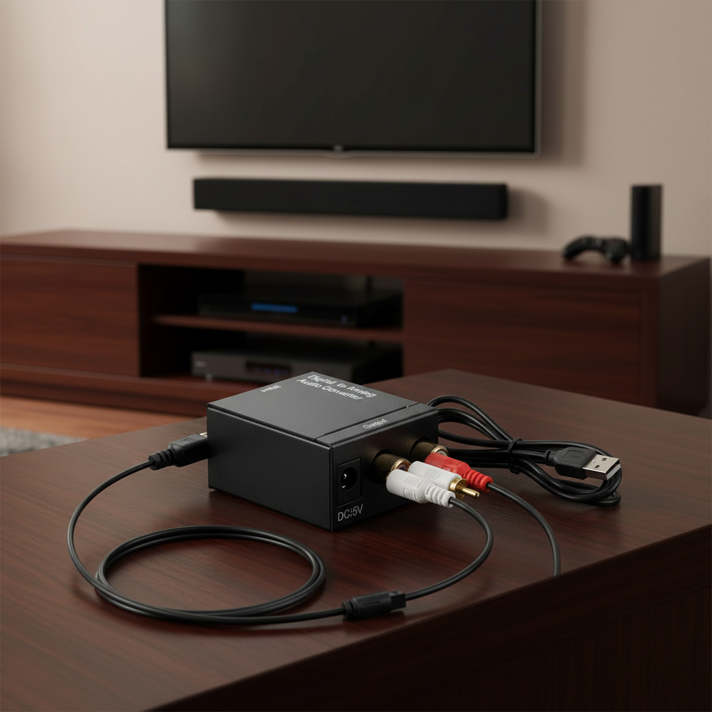 ตัวแปลงสัญญาณเสียงดิจิตอลออปติคอลโคแอกเชียลเป็นอนาล็อก RCA L/R