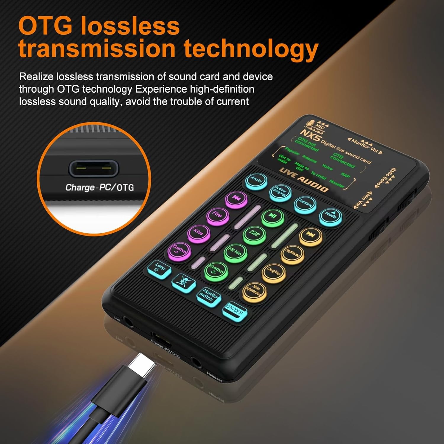 อุปกรณ์พีซีการ์ดเสียงสตรีมมิ่งสดมือถือแบบพกพาพร้อมฟังก์ชั่นเปลี่ยนเสียงเครื่องผสมเสียงแจ็ค ยูเอสบี - รูปที่ 7