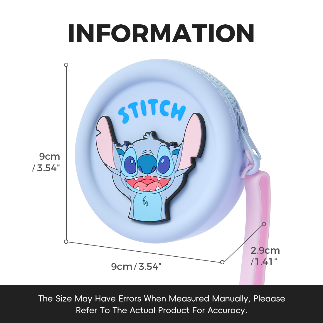 MINISO  กระเป๋าสตางค์เหรียญลายดิสนีย์สติช - วัสดุซิลิโคน พกพาสะดวก ขนาด 2.9ซม. x 9ซม. x 9ซม. - รูปที่ 2