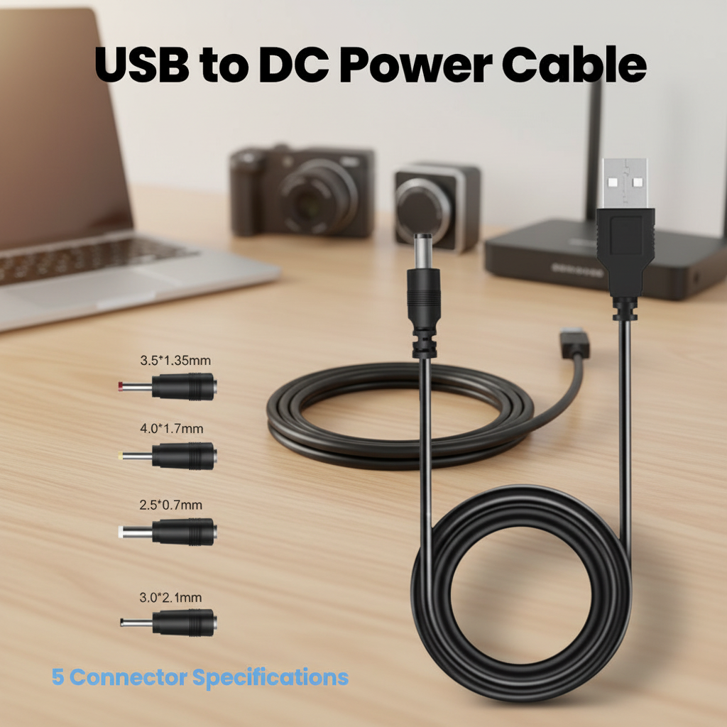 สายชาร์จ USB 5V เป็น DC แบบสากล พร้อมหัวแจ็คอะแดปเตอร์ สําหรับเราเตอร์ พัดลมมินิ ลําโพง กล้อง