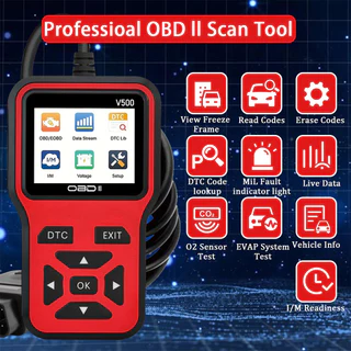 เครื่องอ่านรหัส โวลต์500 Obd2 เครื่องสแกนวินิจฉัยความผิดพลาดของเครื่องยนต์รถยนต์