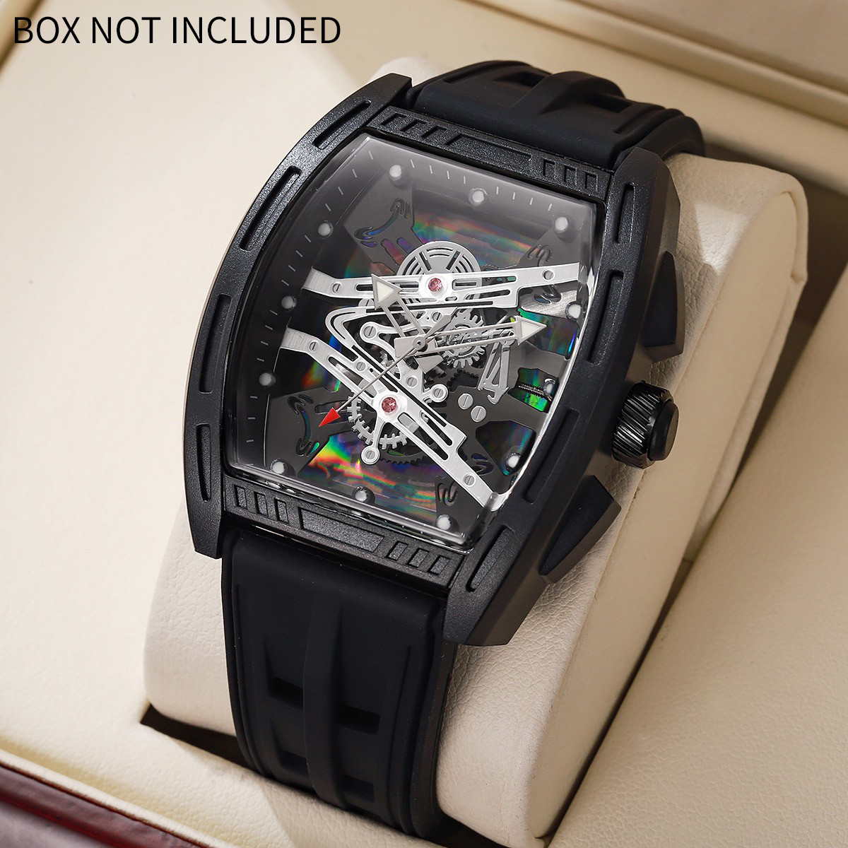 Tonneau Skeleton นาฬิกาอัตโนมัติหรูหรากีฬากันน้ําสายยางเรืองแสง