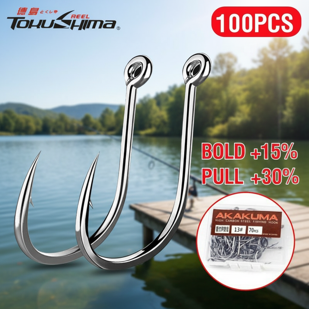 AKAKUMA ตะขอเบ็ดตกปลาเหล็กกล้าไร้สนิมหัวแข็งแรง ทนทาน เหล็กกล้าคาร์บอนสูง มีเงี่ยง อุปกรณ์ตกปลา