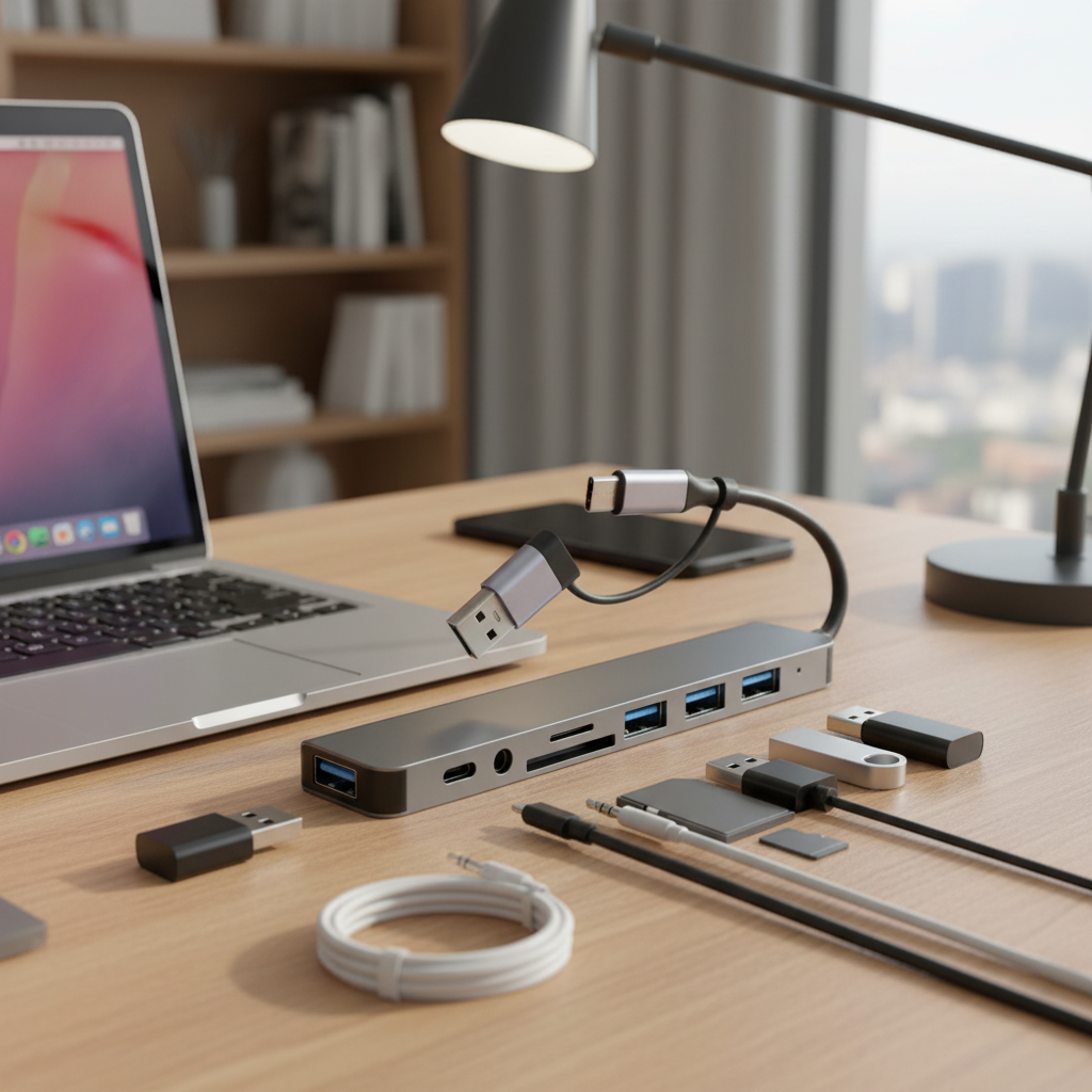 8 in 1 Dual Head USB to Type C Hub พร้อมเครื่องอ่านการ์ด SD TF 3.5mm สําหรับแล็ปท็อปและเดสก์ท็อป