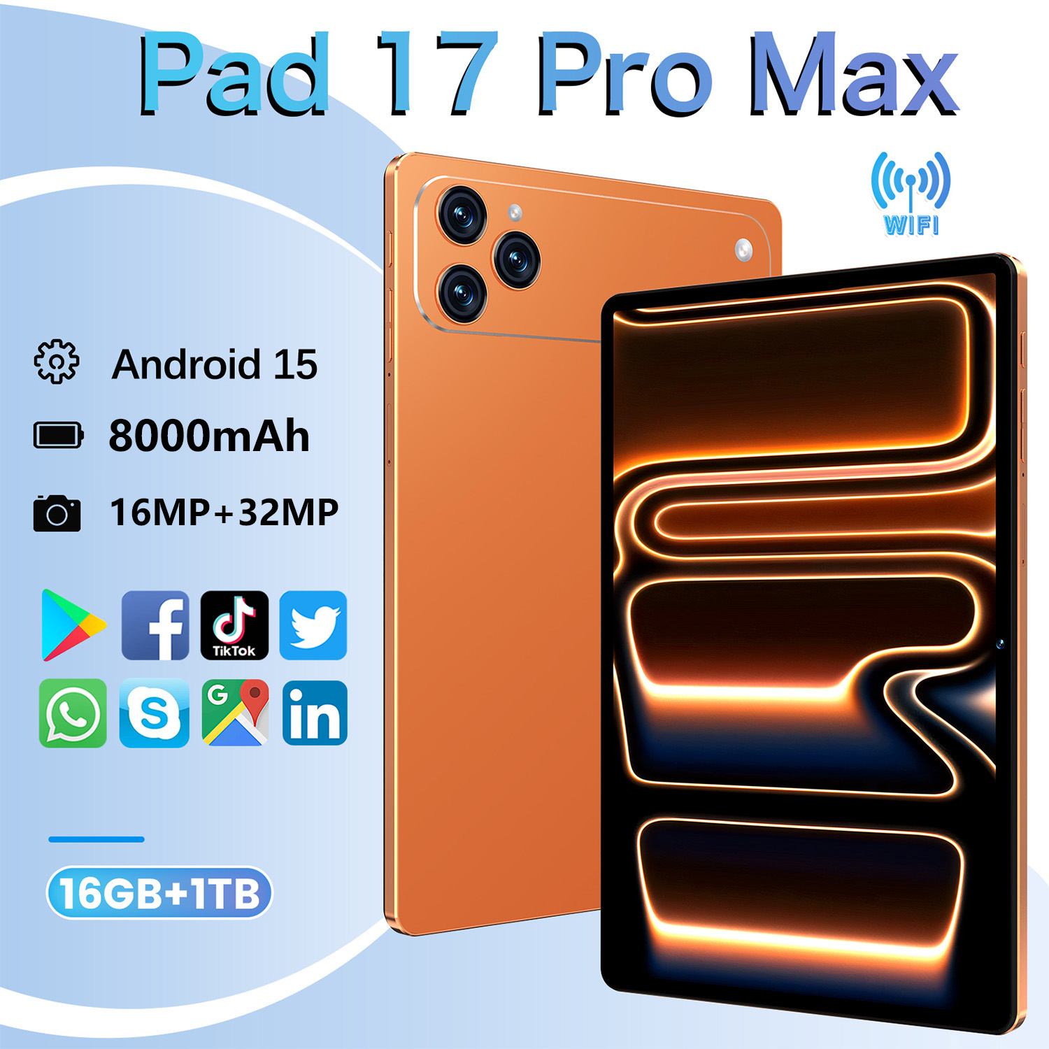 สไตล์ใหม่ล่าสุด Pad 17 Pro Max แท็บเล็ตพีซี 10.1 นิ้ว 16GB+1TB สําหรับบริการธุรกิจและการศึกษาและความ
