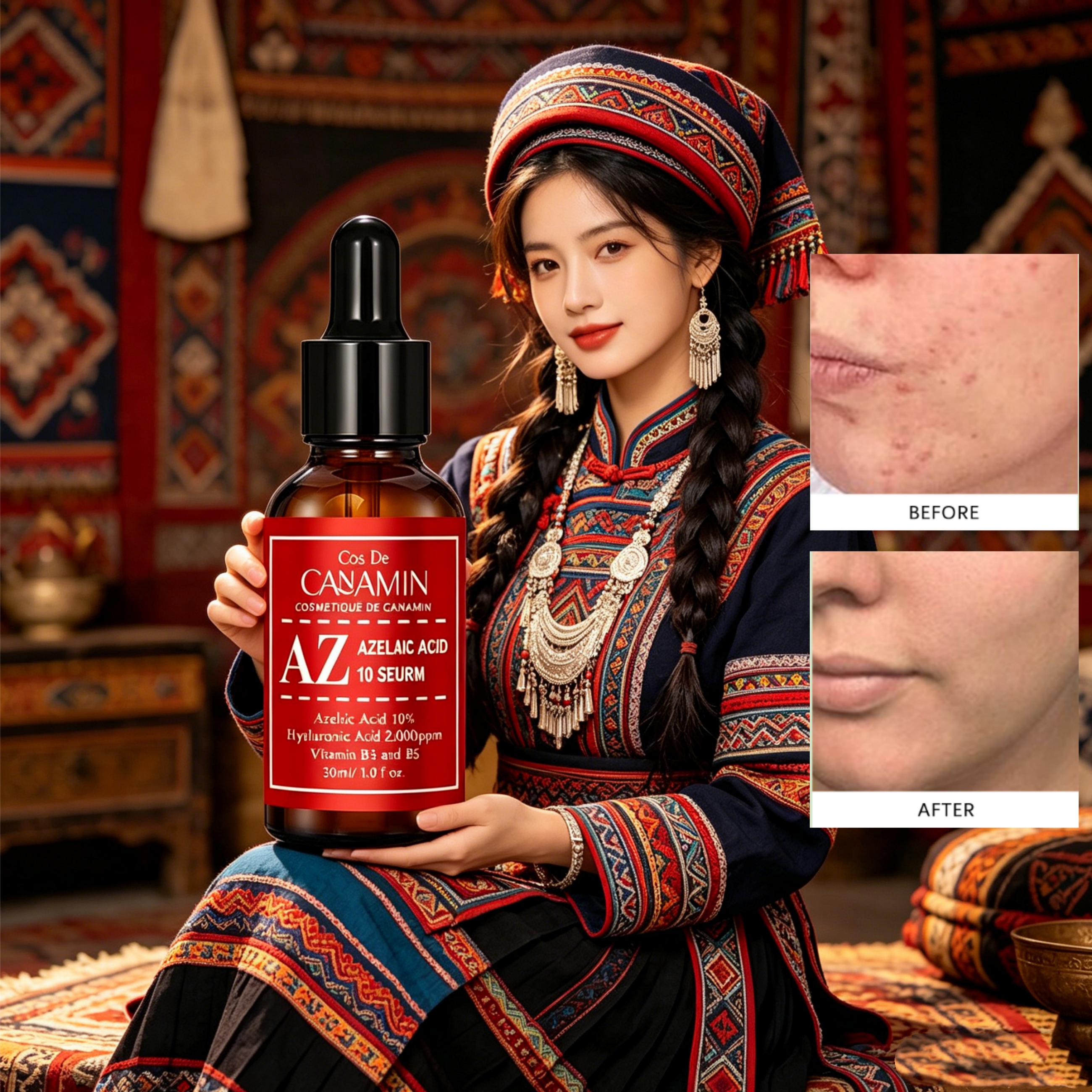 Cos De Canamin 10% Azelaic Acid Serum, Acne Control & Brightening Face Serum, Soothing & Hydrating Skincare สําหรับ Blemish-Prone Skin