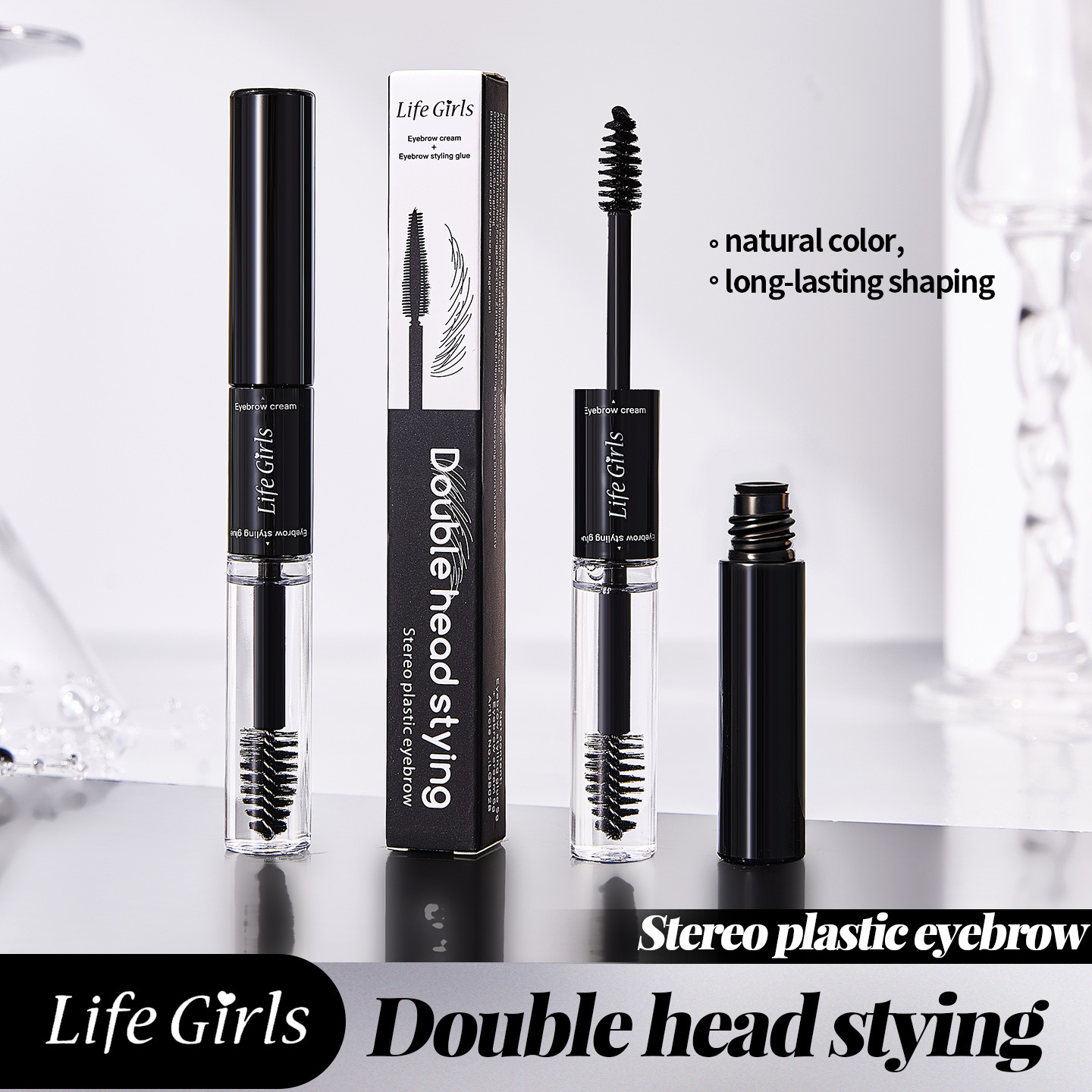 Life Girls 2 in 1 อายครีมปัดคิ้วและเจลเซ็ตคิ้ว 15g กันน้ํา กันเหงื่อ คิ้วสวยเป็นธรรมชาติ เหมาะสําหรั