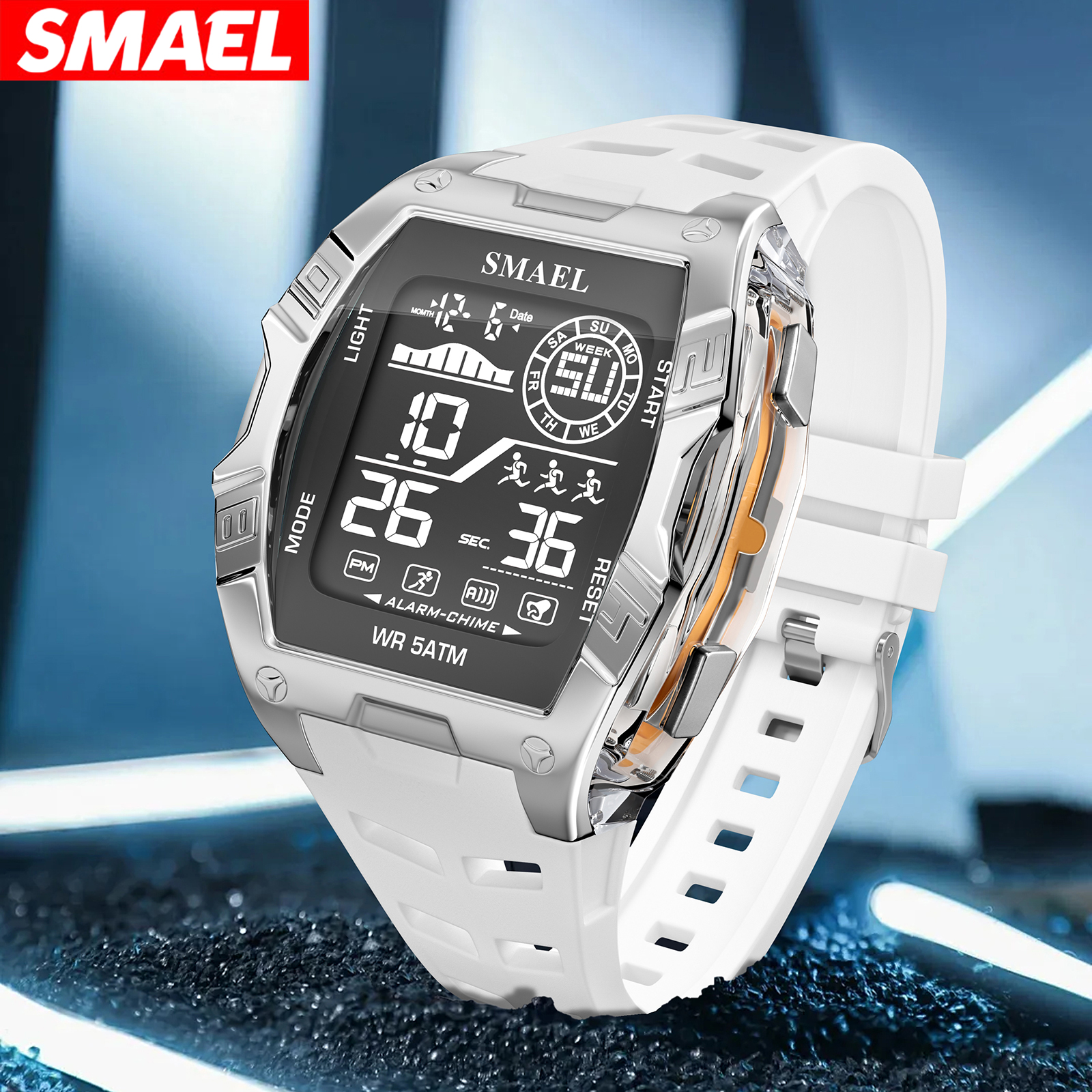 Smael Digital Sport Watch LED Backlight 50 ม. กันน้ํานาฬิกาปลุกนาฬิกาผู้ชาย