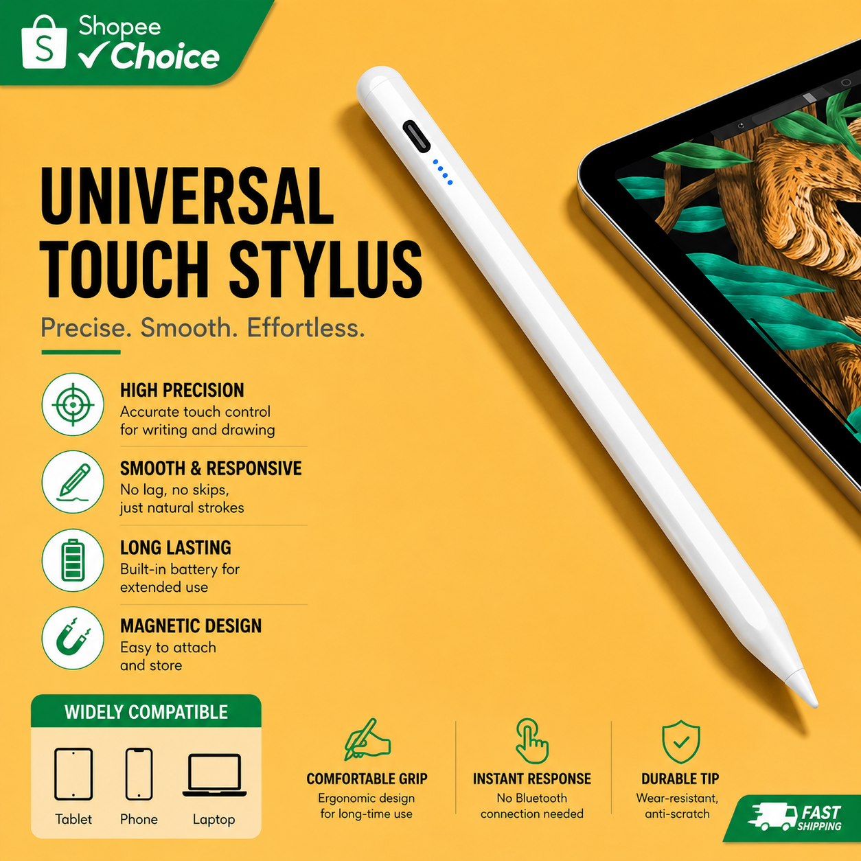 2026 Universal Stylus ปากกาหน้าจอสัมผัสดินสอ Active Capacitive สมาร์ทปากกาสําหรับ Android iOS Windows แท็บเล็ตสําหรับ iPad สําหรับ Apple ดินสอ Xiaomi