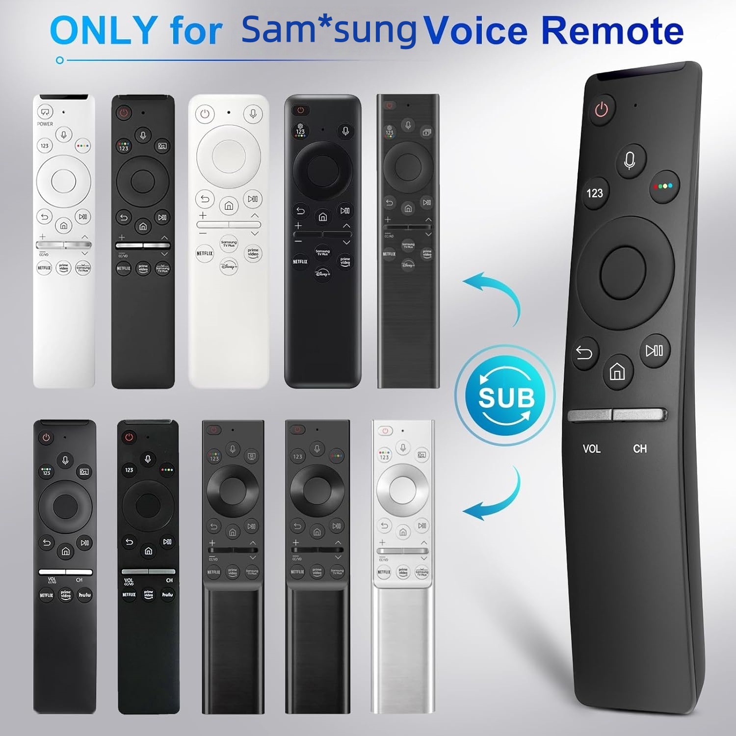 รีโมทเสียง BN59-01266A ใช้งานได้กับ Samsung Smart 4K TV รุ่น RMCSPM1AP1 QN65Q7FD UN75MU630D UN50MU63