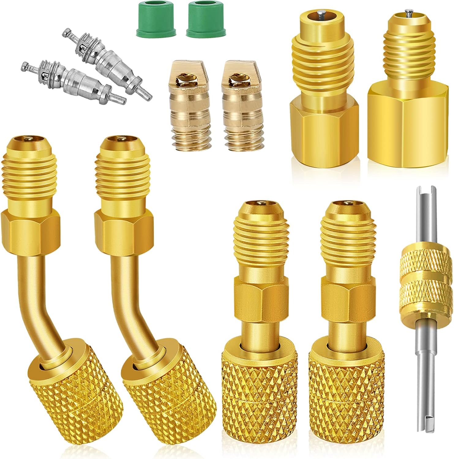 R410a ชุดอะแดปเตอร์สารทําความเย็น Sae 5/16in F ถึง 1/4in M, 1/2in ถังถึง 1/4in M, สําหรับ Hvac Ac