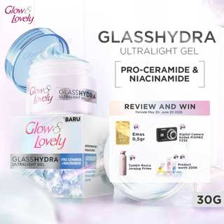Glow & Lovely Glasshydra Ultralight Gel Cream Hydration Moisturizer 30GR | Krim Pelembab Wajah yang Memperkuat Skin Barrier dan Menjaga Hidrasi Kulit