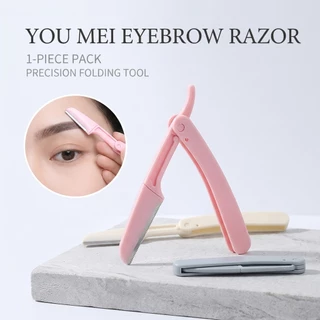 Gecomo Eyebrow Razor เครื่องโกนหนวดหน้าแบบพับได้สําหรับผู้หญิงพร้อมฝาปิด ปลอดภัย & แบบพกพา