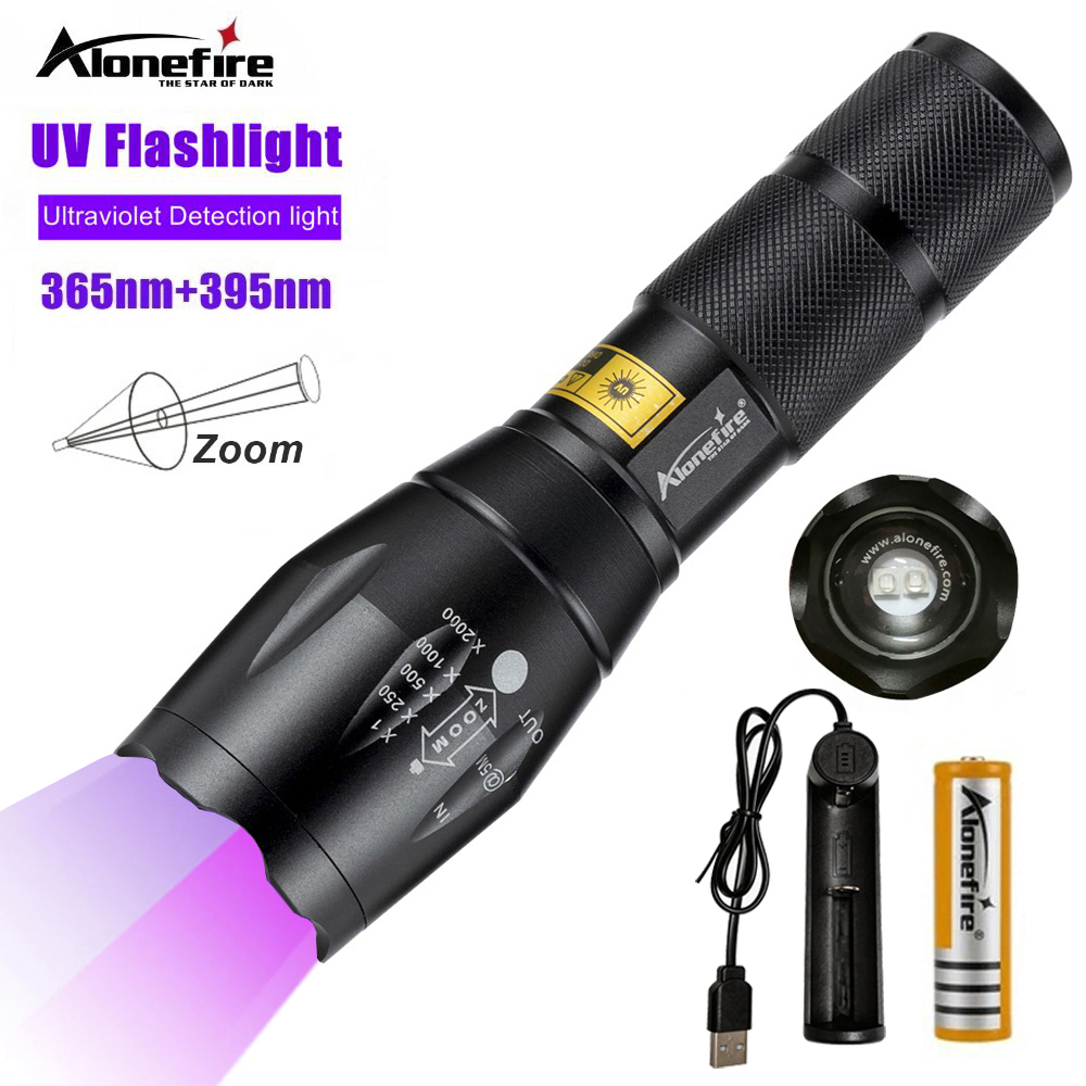 Alonefire G700 ไฟฉาย UV LED ซูมได้ 365&395nm สําหรับตรวจจับปัสสาวะสัตว์เลี้ยง