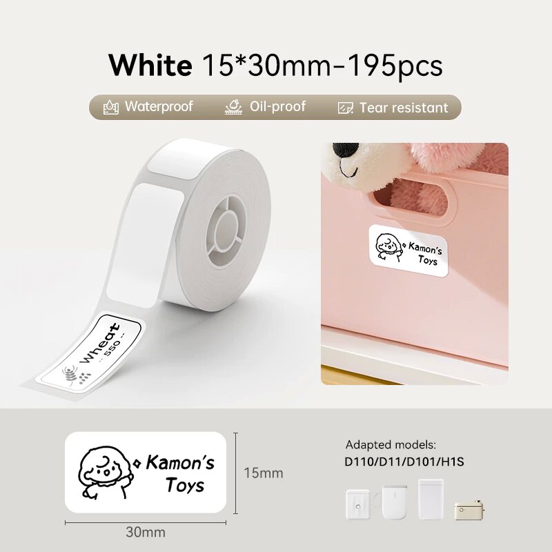 Niimbot D11 D110 D101 White Label สติ๊กเกอร์กันน้ํา Thermal Paper Roll Sticker Labels
