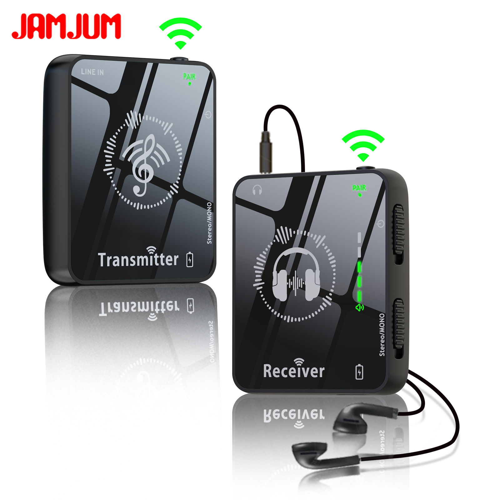 JAMJUM Sky Monitor In Ear Monitor System ชุดรับส่งสัญญาณสําหรับการแสดงบนเวทีการตรวจสอบเสียงสด