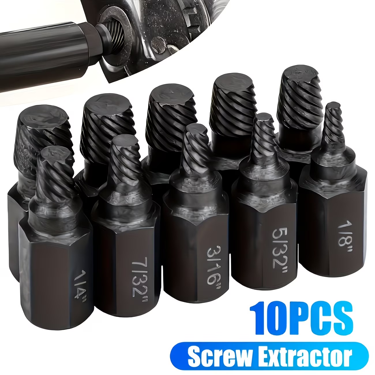One ชุดหลายขลุ่ยหักสกรู Extractor, 10 ชิ้นเสียหาย Bolt และชุดเครื่องมือถอดสกรูสําหรับ Stripped Fasteners