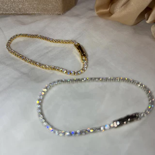 ผู้หญิงStackableสร้อยข้อมือโซ่เทนนิสGold Silver ToneประกายCubic Zirconiaแฟชั่นเครื่องประดับ