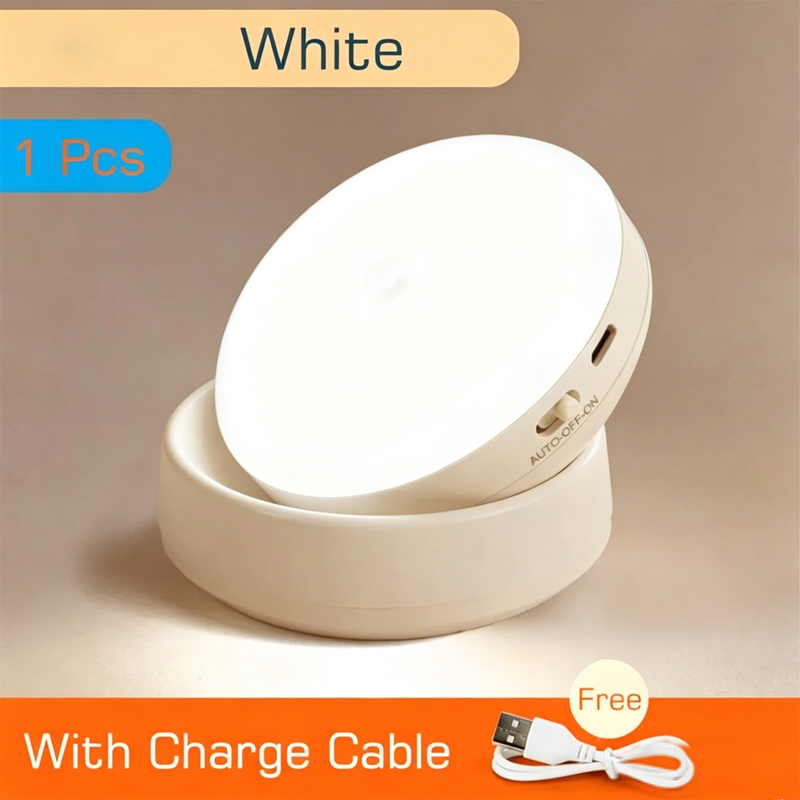 ไฟกลางคืน LED เซ็นเซอร์ตรวจจับการเคลื่อนไหวแบบชาร์จซ้ําได้ ไร้สาย หมุนได้ 360 องศา ติดแม่เหล็ก สําหรับข้างเตียง โต๊ะ ห้องเก็บของ ไฟส่องสว่าง