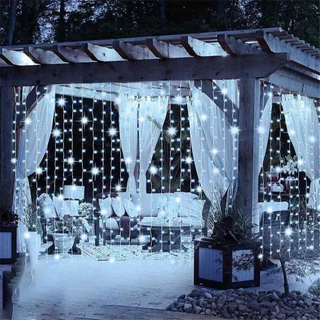 ไฟม่านโซลาร์เซลล์ LED กันน้ํากลางแจ้ง 8 โหมด สําหรับตกแต่งสวน รั้ว ผนัง