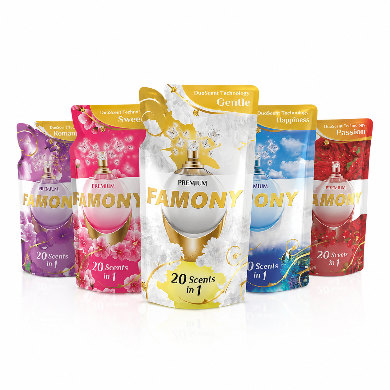 [2 แถม 1] Famony ผลิตภัณฑ์ปรับผ้านุ่ม กลิ่นน้ำหอมพรีเมี่ยม แบบถุงเติม ขนาด 300 มล.