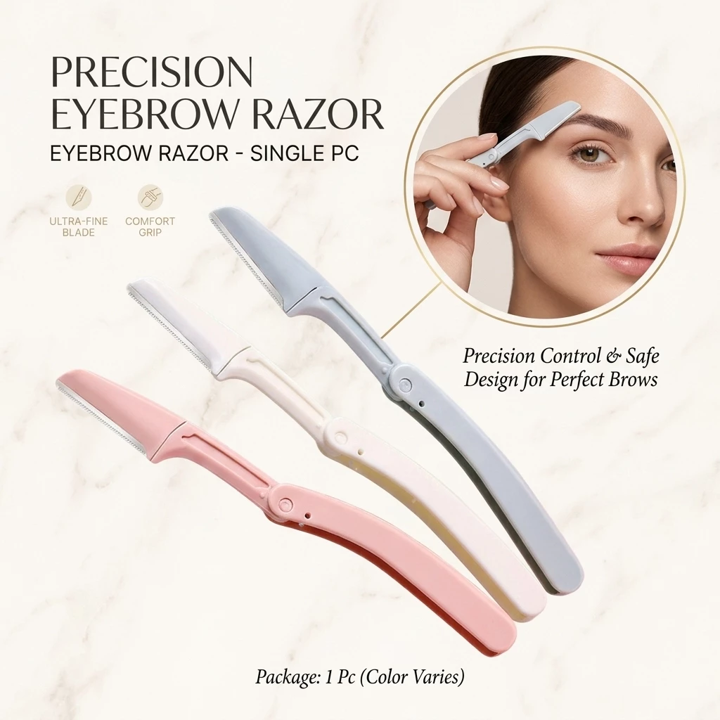 Gecomo Eyebrow Razor เครื่องโกนหนวดหน้าแบบพับได้สําหรับผู้หญิงพร้อมฝาปิด ปลอดภัย & แบบพกพา