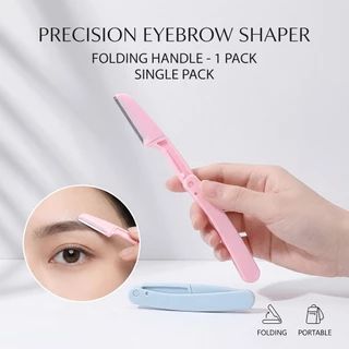 Gecomo Eyebrow Razor เครื่องโกนหนวดหน้าแบบพับได้สําหรับผู้หญิงพร้อมฝาปิด ปลอดภัย & แบบพกพา