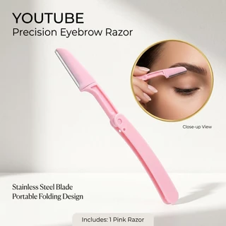 Gecomo Eyebrow Razor เครื่องโกนหนวดหน้าแบบพับได้สําหรับผู้หญิงพร้อมฝาปิด ปลอดภัย & แบบพกพา