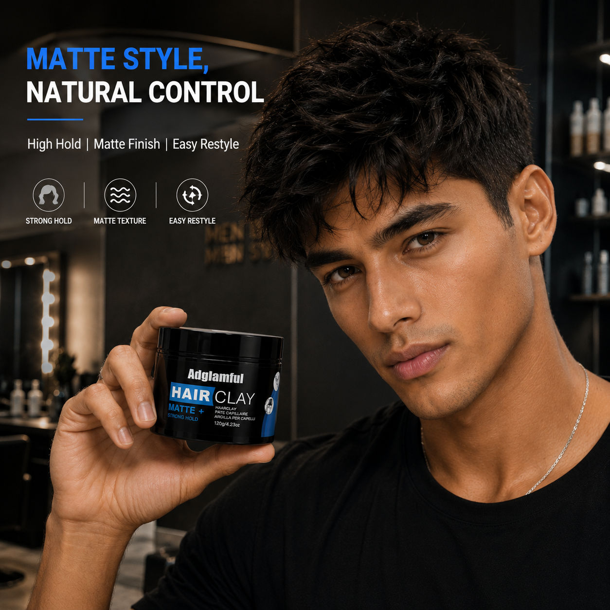 Matte Hair Clay Men Long Lasting Hold ธรรมชาติ Fluffy Non-Greasy จัดแต่งทรงผม