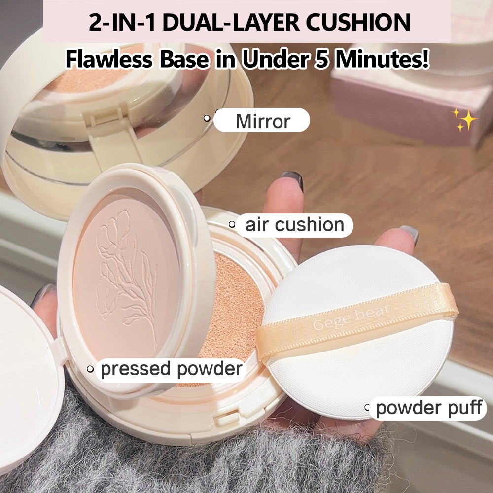 GEGE BEAR 2-in-1 Pressed Powder & Air Cushion CC Cream Moisturizing BB Cream Makeup