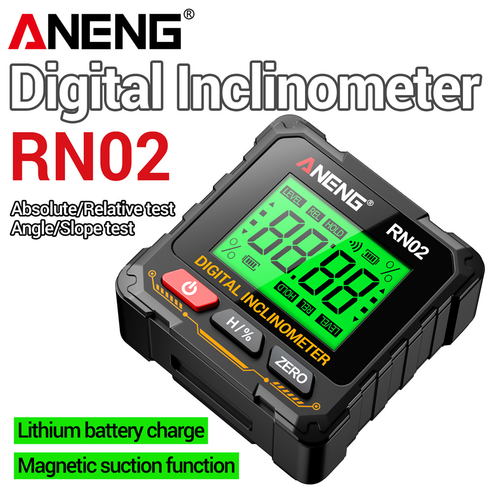 ANENG RN02 One ชุดดิจิตอล Inclinometer เครื่องวัดมุมฐานแม่เหล็กระดับเครื่องวัดมุมเครื่องมือ 360° ช่วงการวัด