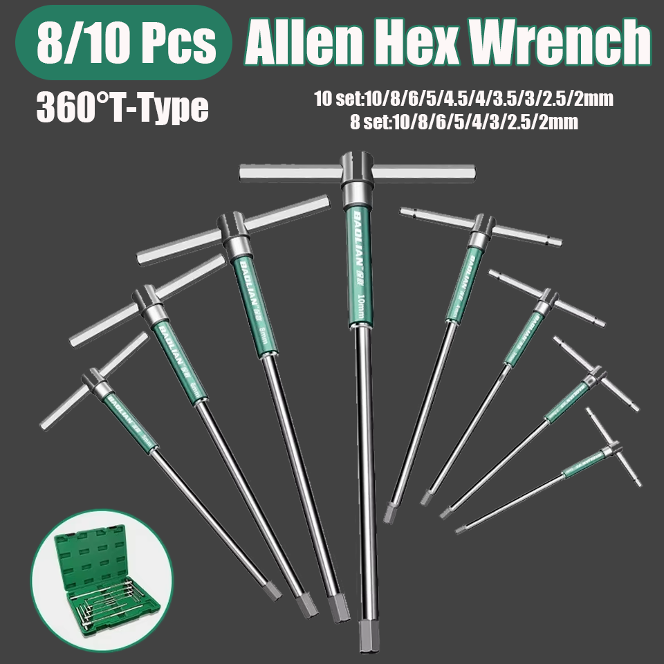 หนึ่งชุด 8-10 ชิ้น Torx ไขควงชุด, T-Type Allen Hex Chrome Spanner T-Socket 2-10 มม.เครื่องมือ