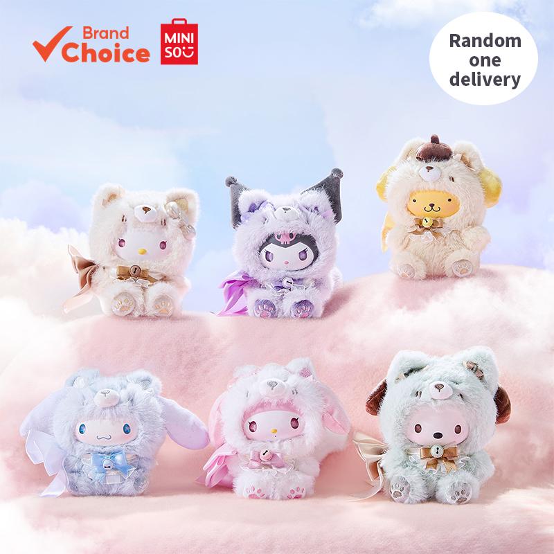 MINISO ตัวละครซานริโอ ซีรีส์ไอส์แลนด์ฟ็อกซ์ ฟิกเกอร์ไวนิลพลัชแบบสุ่มในกล่องปริศนา ขนาด 10.3 × 9.5 × 17.8 ซม. (สุ่ม 1 ชิ้น)
