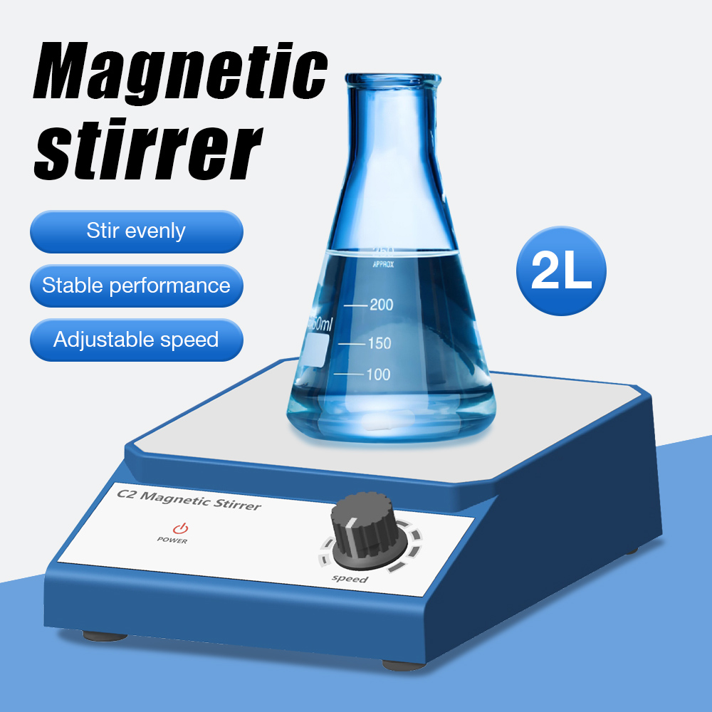 One Piece C2 Magnetic Stirrer ความจุ 2L สแตนเลส 316, 2500/min Stirrer Mixer พร้อม Stir Bar US/EU Plu