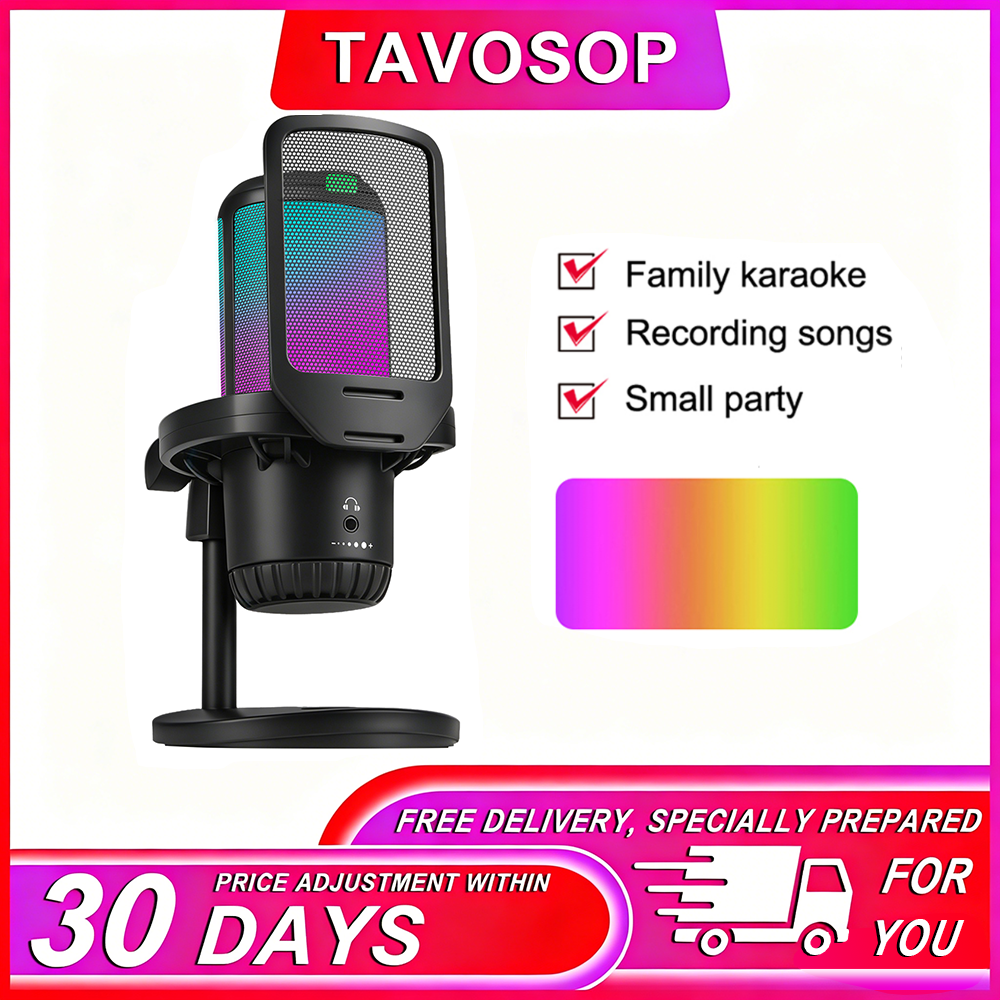 TAVISOP USB Gaming Microphone Condenser Mic with Mute Pop Filter