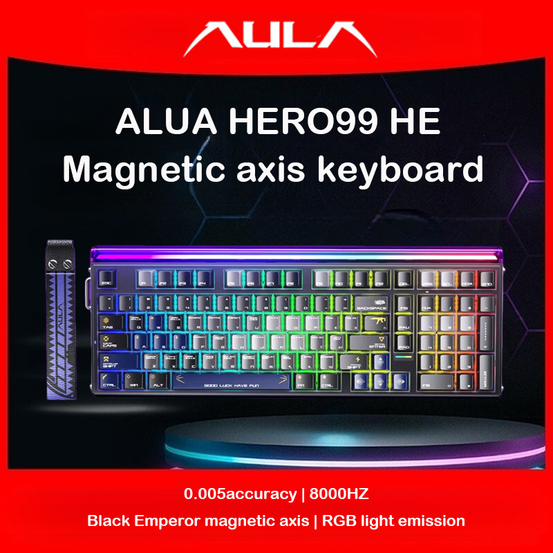 AULA Hero 99 HE Magnetic Switch คีย์บอร์ดเกมแบบมีสาย Hot-Swappable RGB Backlit คีย์บอร์ดสําหรับแล็ปท