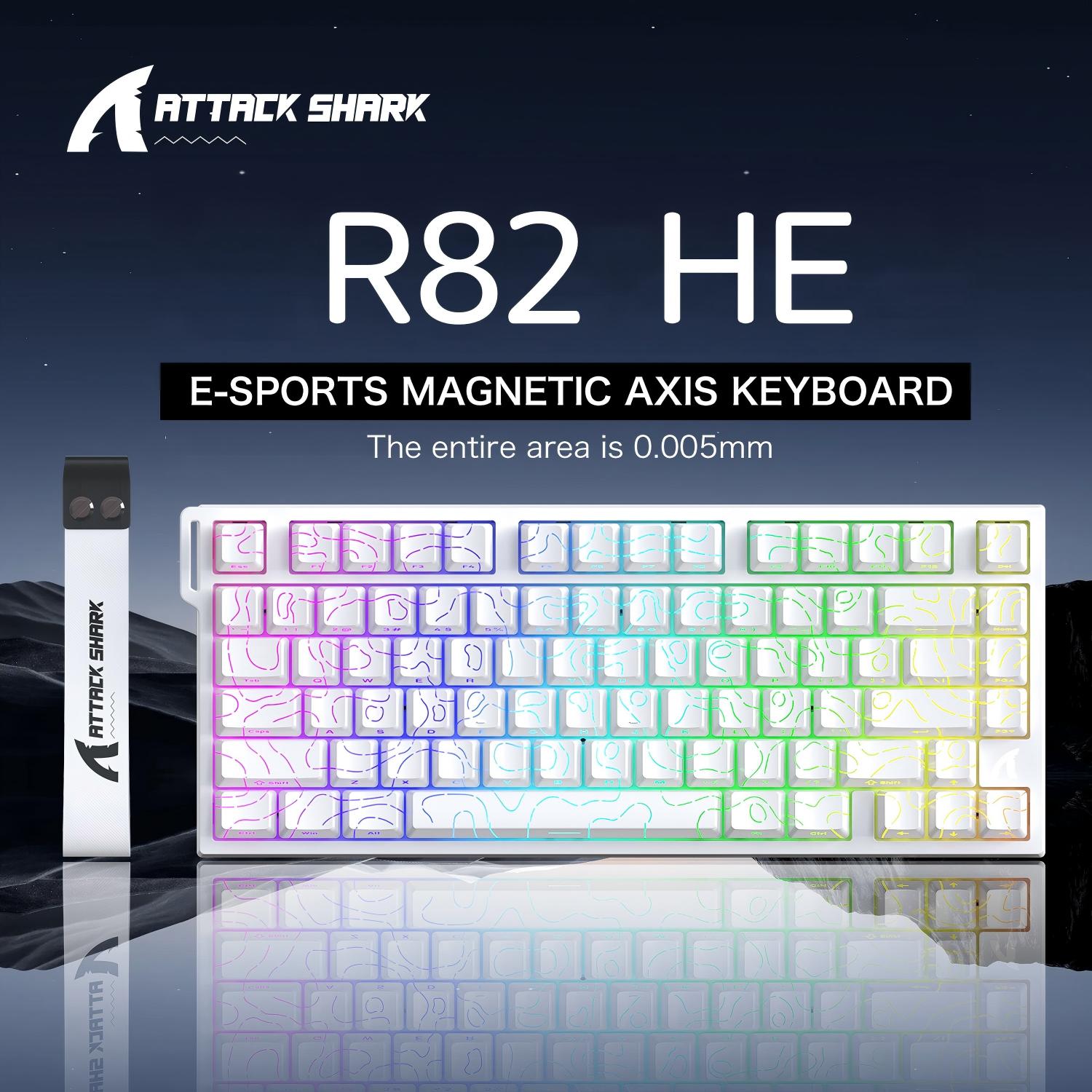 ATTACK SHARK R82HE แป้นพิมพ์เกมมิ่ง PBT ความสูงดั้งเดิม ตอบสนองไว ไฟ RGB