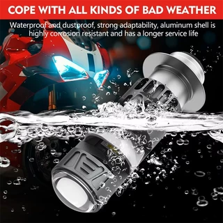 XIXI 1 PC CSP LED H4 P15D เลนส์สปอตไลท์สีขาวสีเหลือง Hi/Lo Beam สําหรับสกู๊ตเตอร์รถมอเตอร์ไซด์