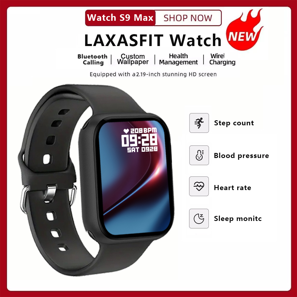 LAXASFIT ใหม่สมาร์ทวอท์ช S9 Max ผู้ชายผู้หญิงกีฬานาฬิกา 2.19 "HD หน้าจอสัมผัส BT Call Smartwatch