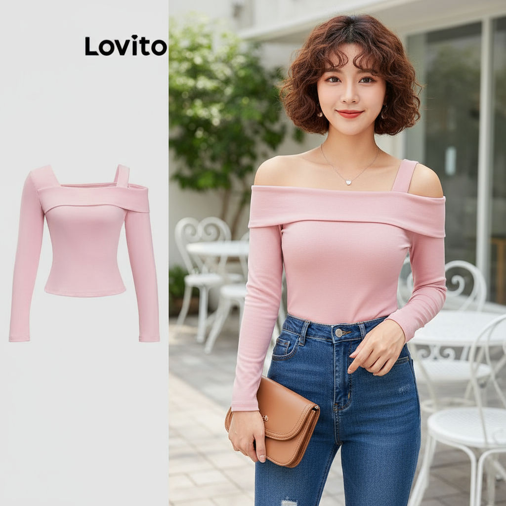 เสื้อยืดเกาะอกคอปกสมมาตร สไตล์ทันสมัย TSB109MD619