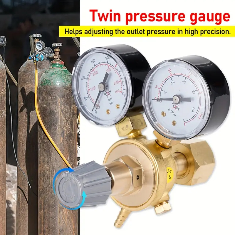 One Piece Mini Argon/CO2 เครื่องควบคุมแก๊ส, เครื่องวัดความดัน Flowmeter สําหรับเชื่อมอาร์กอนและ CO2 